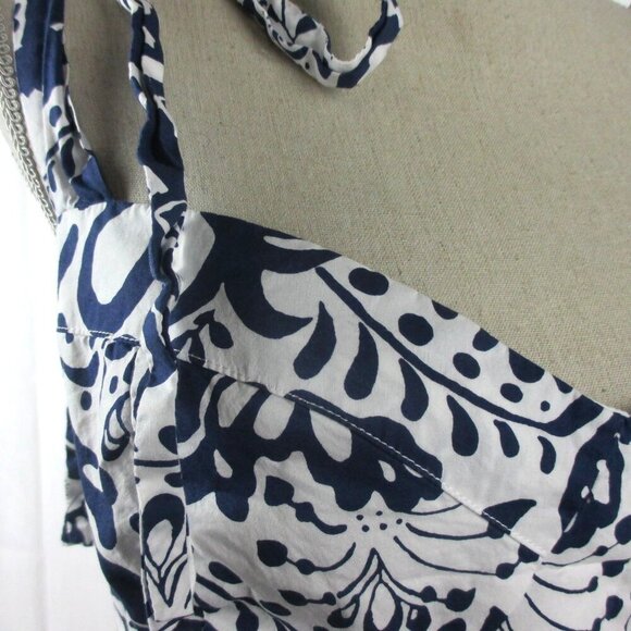 Eloquii Crop Top Tie Shoulder Floral Printed Blue & White Size 24 Summer Fun - Picture 7 of 10